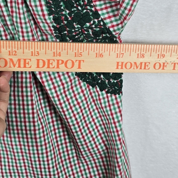 Mi Golondrina Peasant Blouse Crochet Yoke Gingham Artisan Puff Sleeve Top Sz.M - Picture 9 of 11